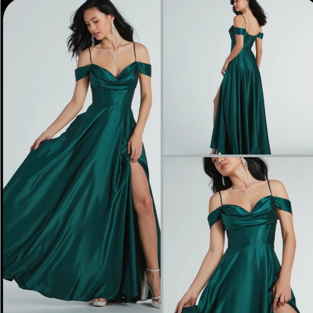 Windsor Alira Cold Shoulder A-Line Satin Formal Dress